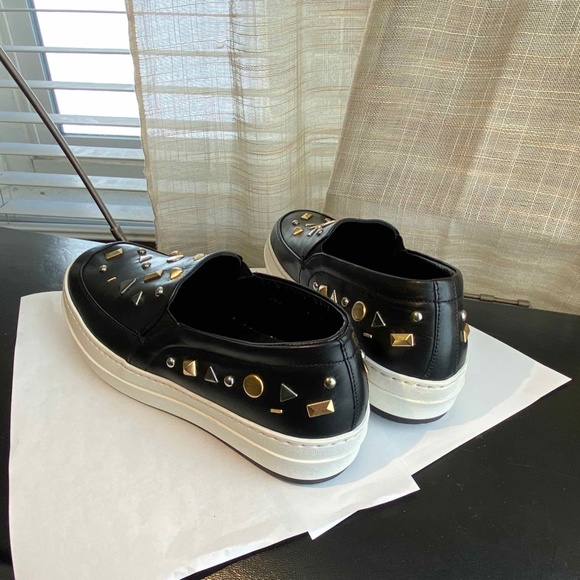 ALEX McQUEEN MCQ BLACK LEATHER SLIP-ON FASHION SNEAKERS MOCCASINS 38-8 LOAFERS - Picture 3 of 7